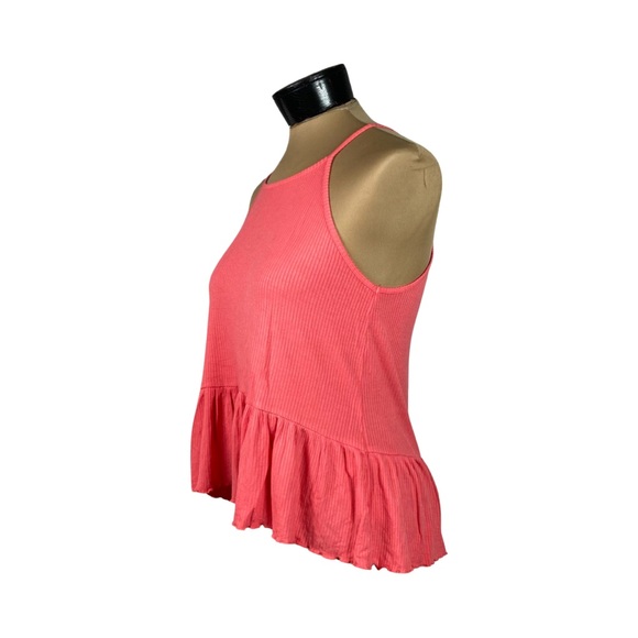 American Eagle Soft & Sexy Ribbed Cropped Flutter Hem Racer Back Tank Size S - Picture 3 of 13